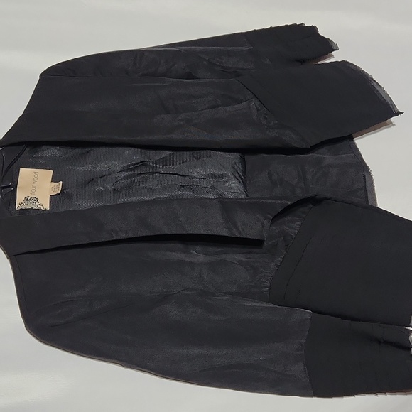 Anthropologie Women's Fleur Wood Black Strata Chiffon Blazer Jacket Size 00P - Picture 2 of 9